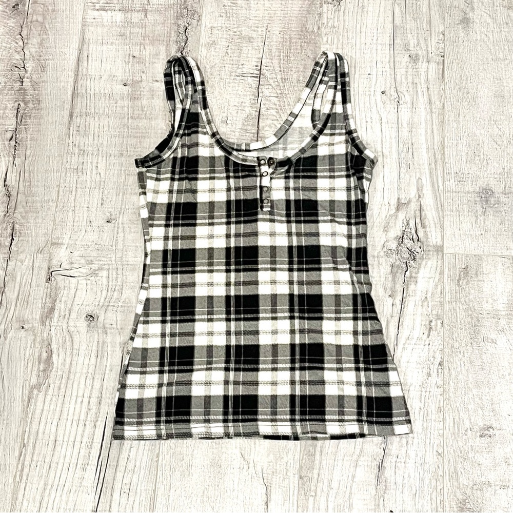 B&W Plaid Tank Top